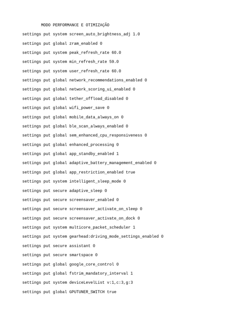 Performance Optimization Commands for Android | PDF