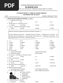 Ulangan Bahasa Inggris Kelas 6 SD
