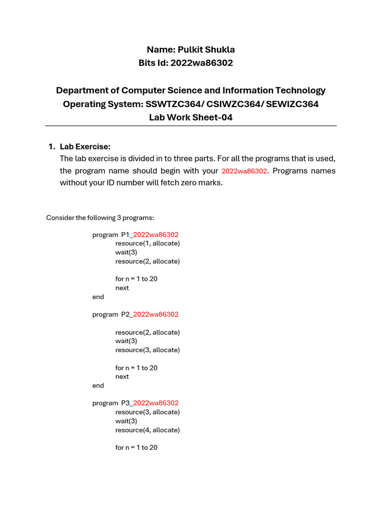 Computer Science Lab Worksheet 04 | PDF | Computer Architecture | Computing