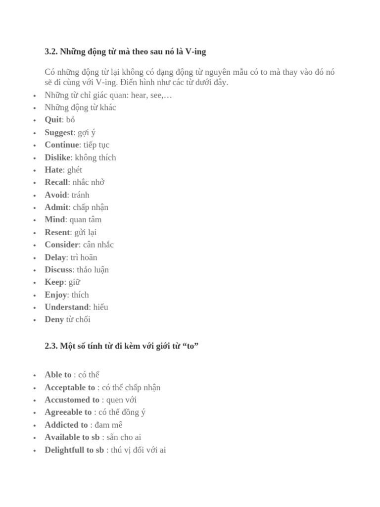 3.2. NH NG Đ NG T Mà Theo Sau Nó Là V-Ing | PDF