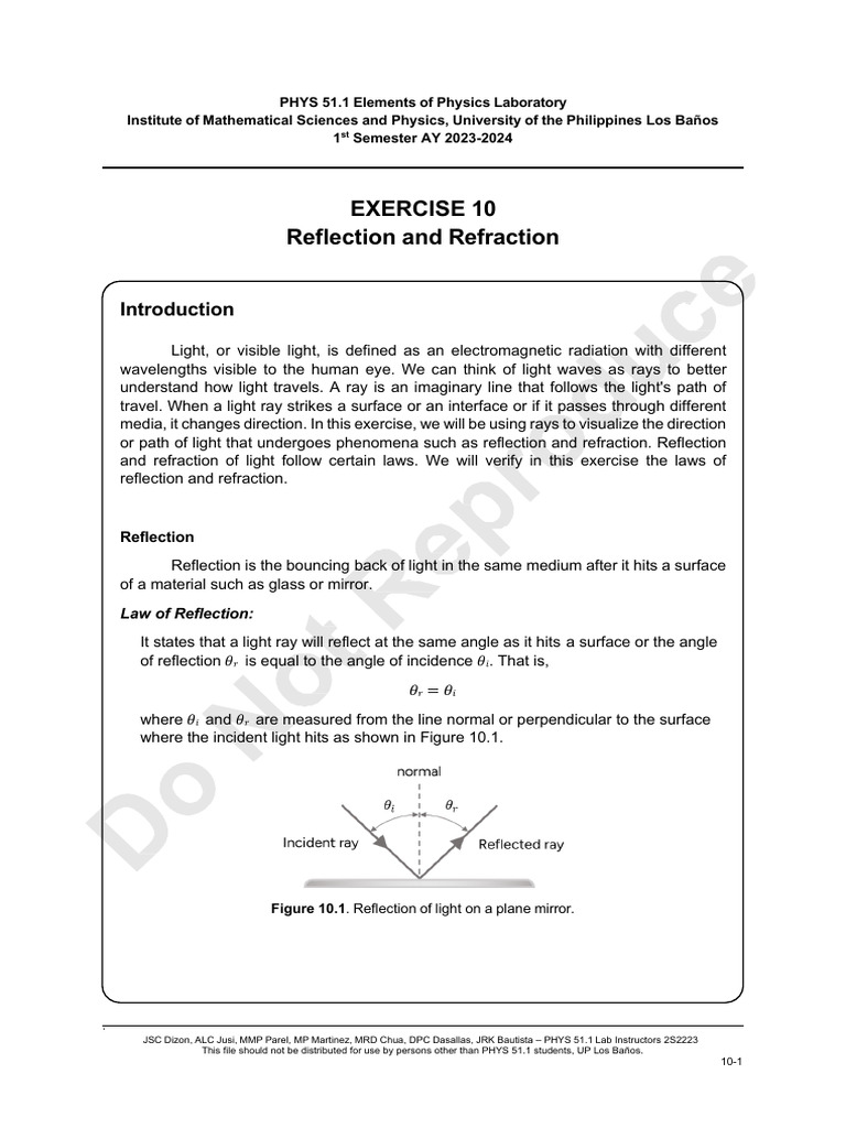 Exercise 10 | PDF | Rainbow | Reflection (Physics)