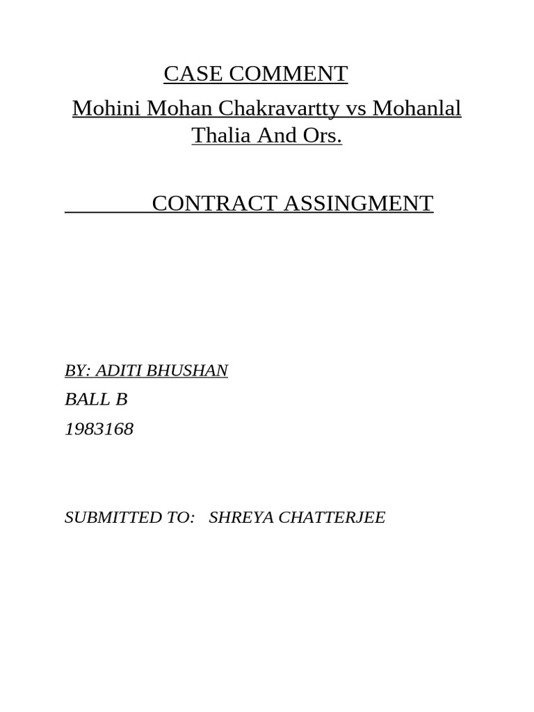 CASE COMMENT contract | PDF | Civil Law (Common Law) | Business Law