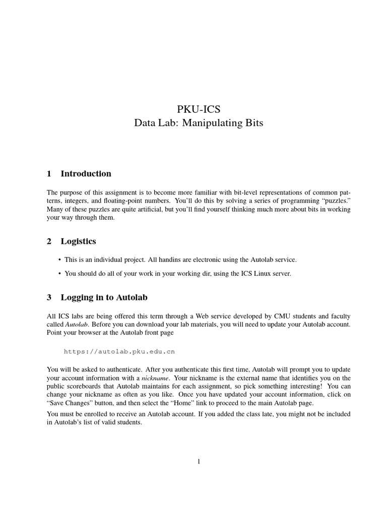 Data Lab: Bit Manipulation Puzzles | PDF | Integer (Computer Science ...