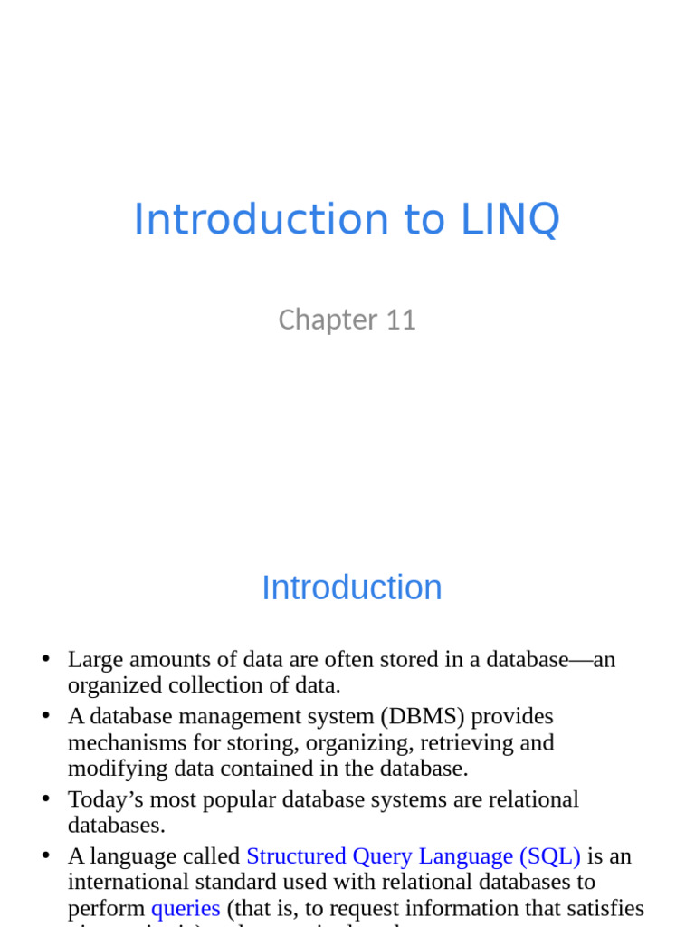 l3 Introduction To Linq 0 | PDF | Language Integrated Query | Databases