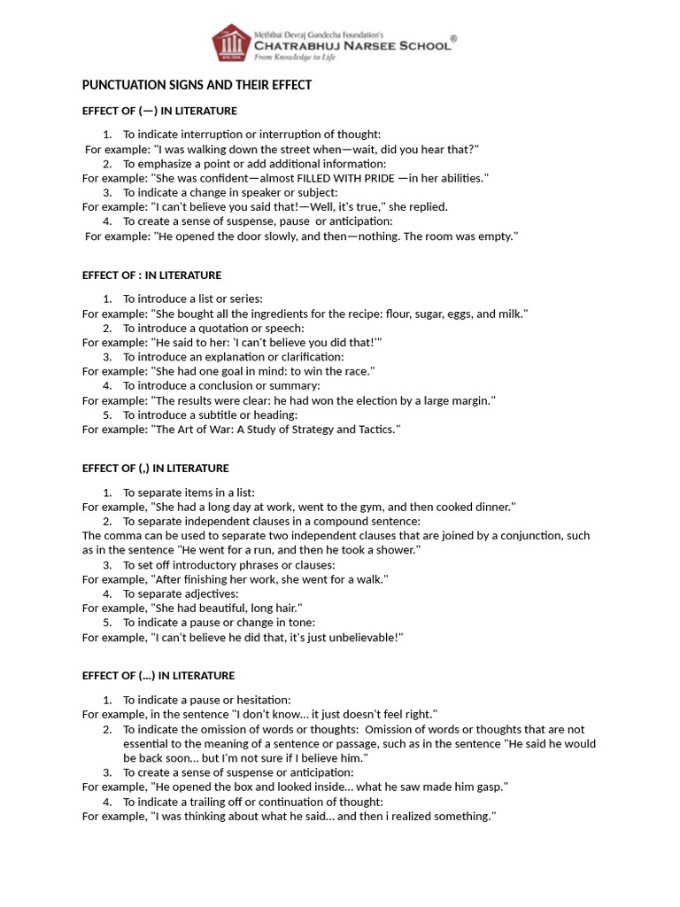 Effects of Punctuation in Literature | PDF | Linguistics | Language ...