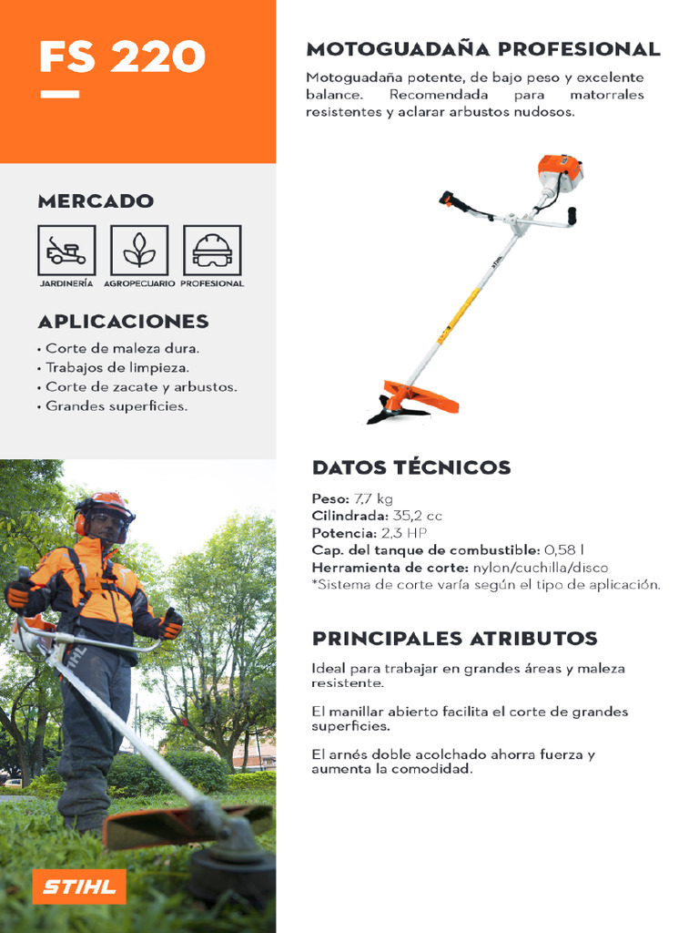 Desbrozadora STIHL FS 220: Características y Kit | PDF
