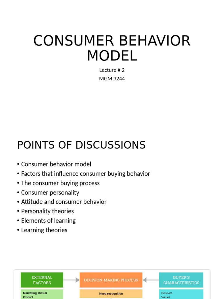 Lecture 2 consumer behavior model pdf business law
