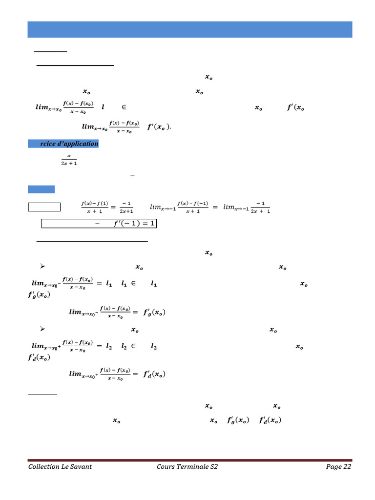 Dérivabilité et points anguleux | PDF | Tangente (géométrie) | Fonction ...