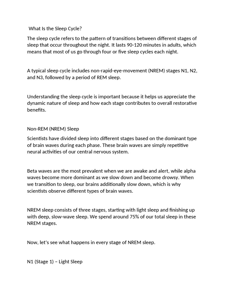 Understanding the Sleep Cycle Stages | PDF | Sleep | Rapid Eye Movement ...