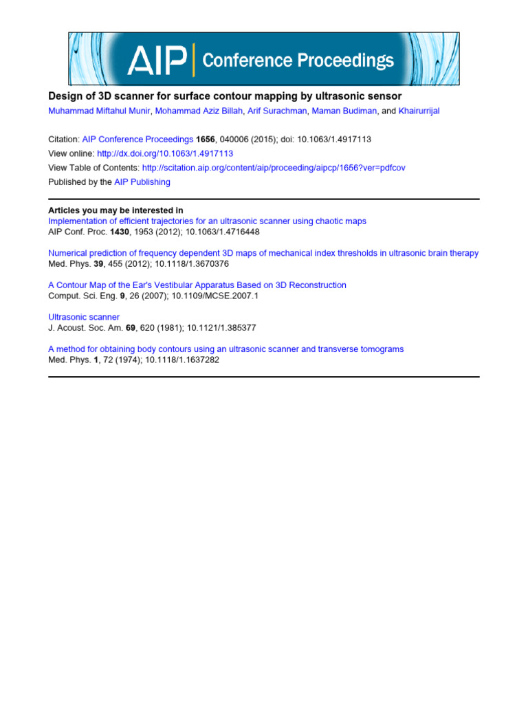 3D Contour Mapping with Ultrasonic Scanner | PDF | Image Scanner | 3 D ...