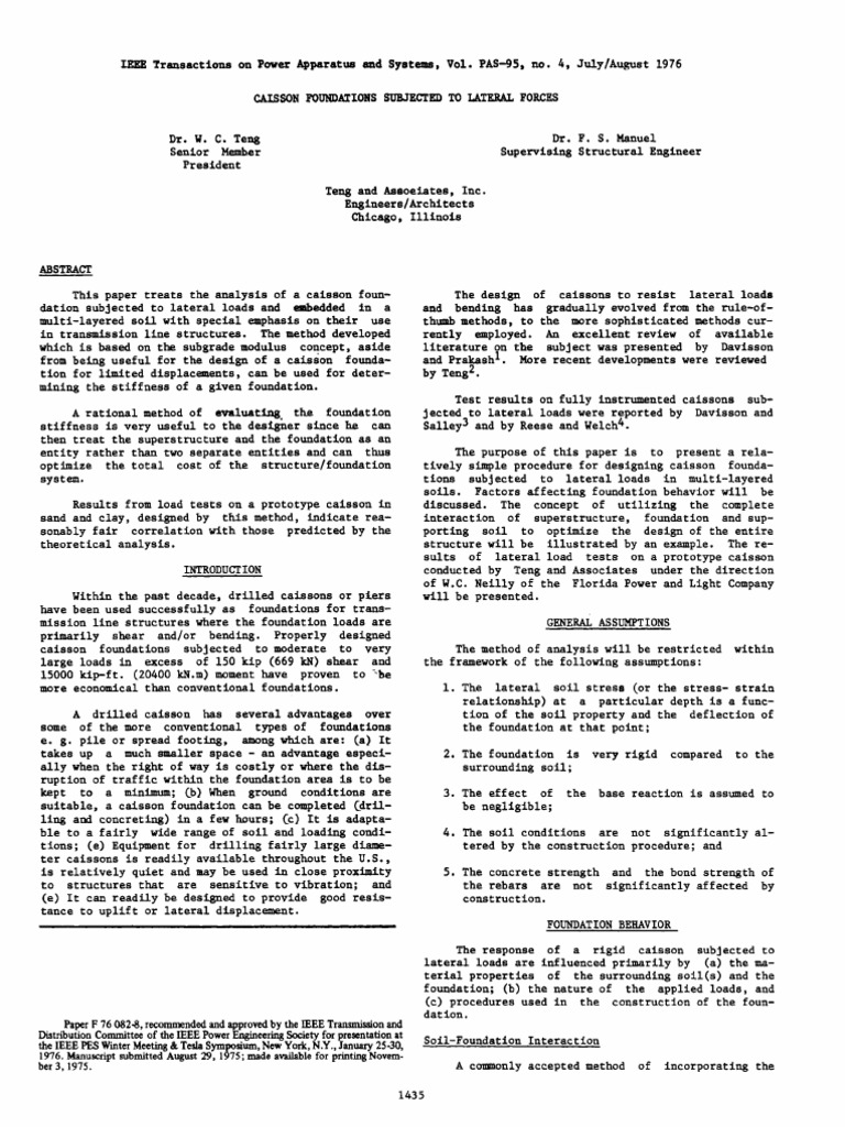 Lateral Load Analysis of Caisson Foundations | PDF | Young's Modulus ...