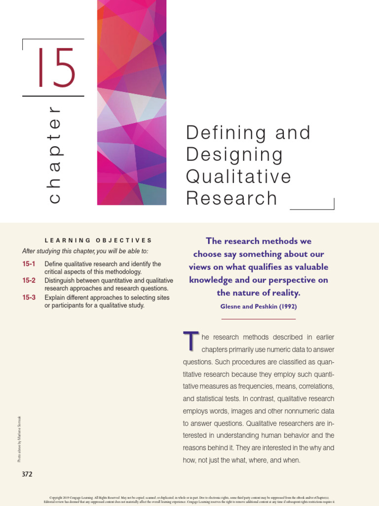 Research CH 15 | PDF | Qualitative Research | Quantitative Research