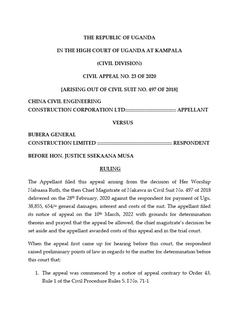 China Civil Engineering Construction Corporation LTD V Bubera General ...