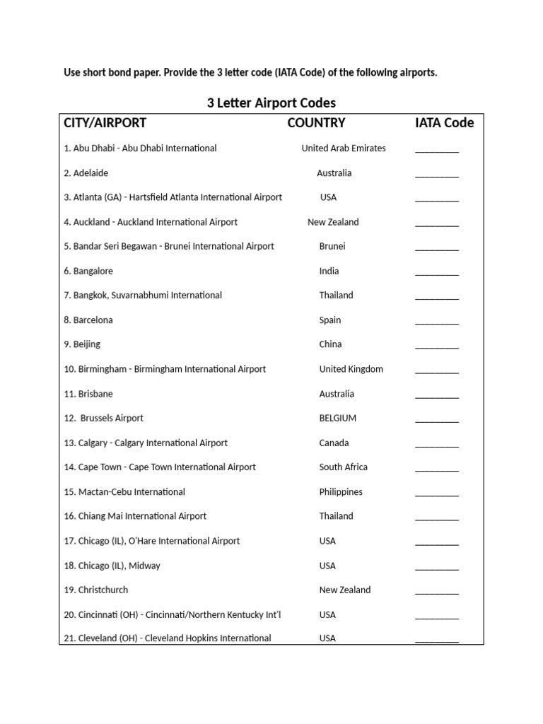 IATA Codes for Global Airports | PDF | Transport | Transport Infrastructure
