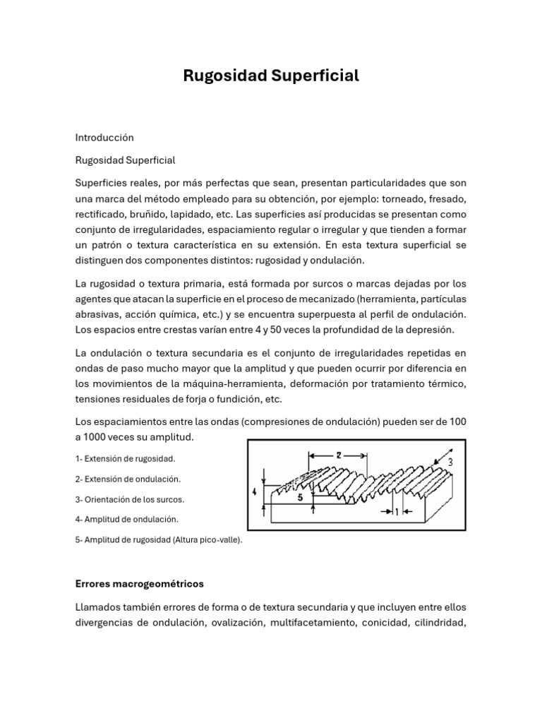 Rugosidad Superficial Res | PDF | Medición | Rugosidad de la superficie