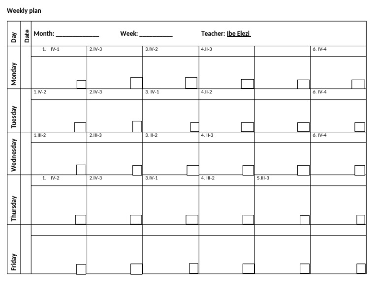Weekly Plan New | PDF