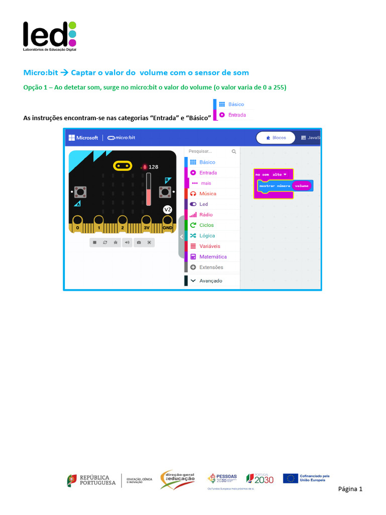 Guião Microbit - Captar o Valor Do Volume Com o Sensor de Som | PDF