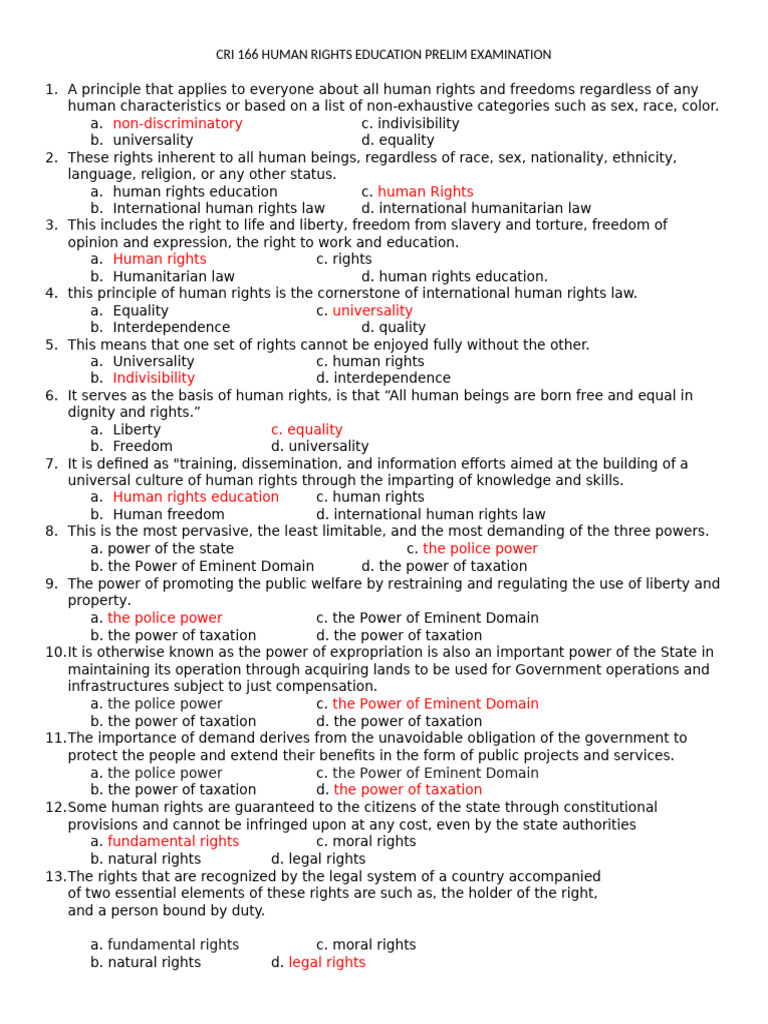 人文 Q&A HUMAN RIGHTS & CIVIL LIBERTIES Q&A Civil Liberties & Human Rights 2011-2012 (Questions and