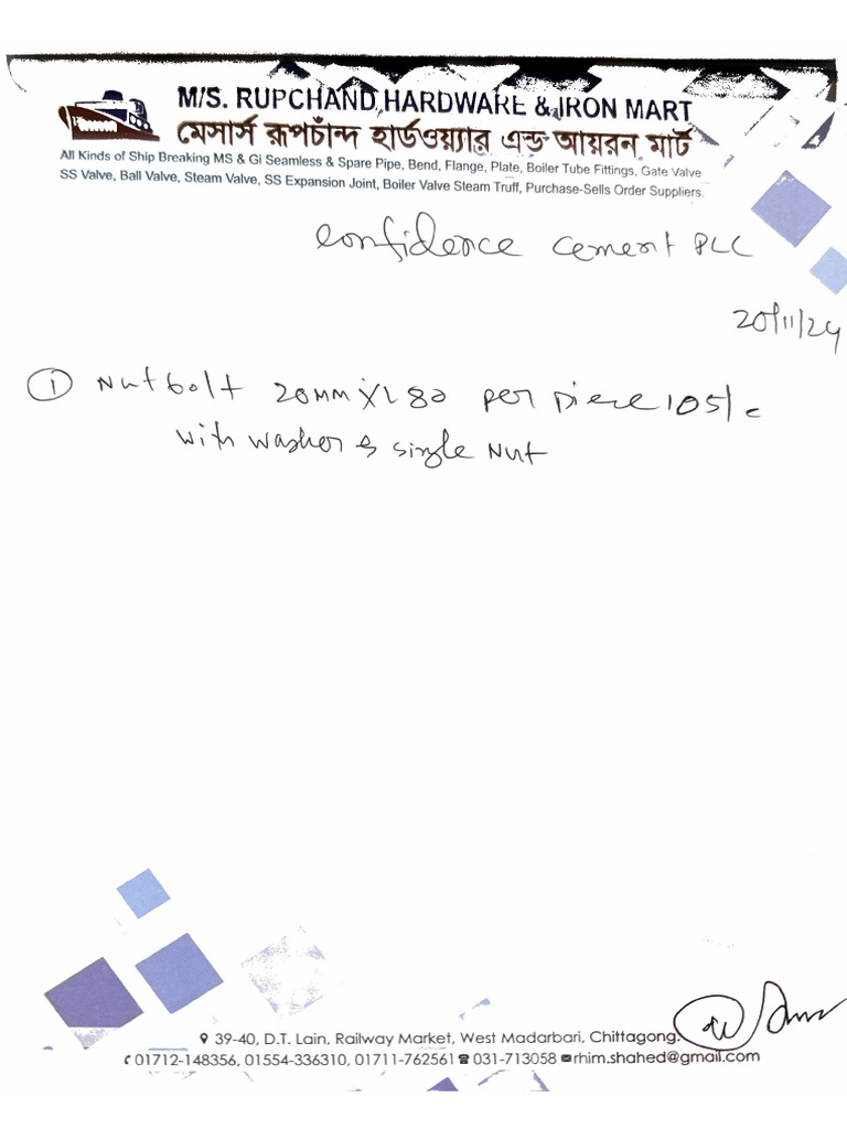 Nut Bolt Quotation | PDF