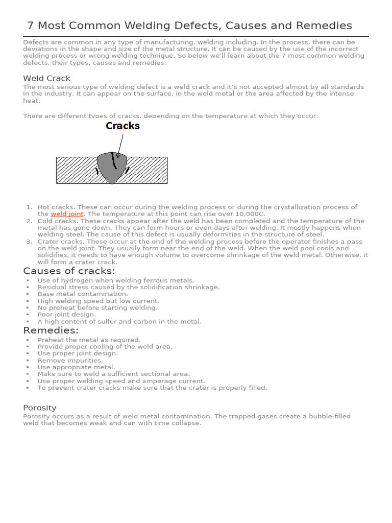 Common Welding Defects and Solutions | PDF | Welding | Construction