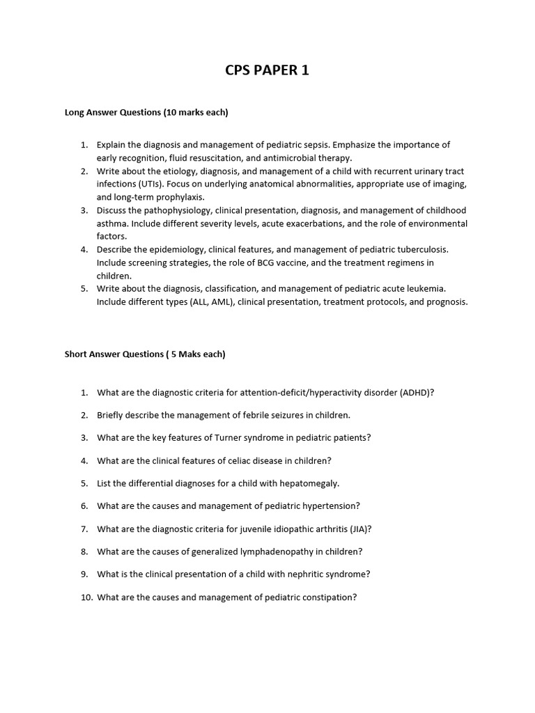 Pediatric Health Diagnosis and Management Guide | PDF