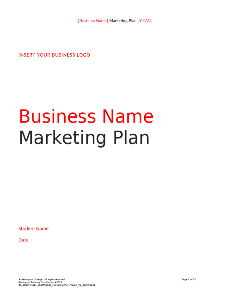 Business Marketing Plan Overview | PDF | Swot Analysis | Marketing