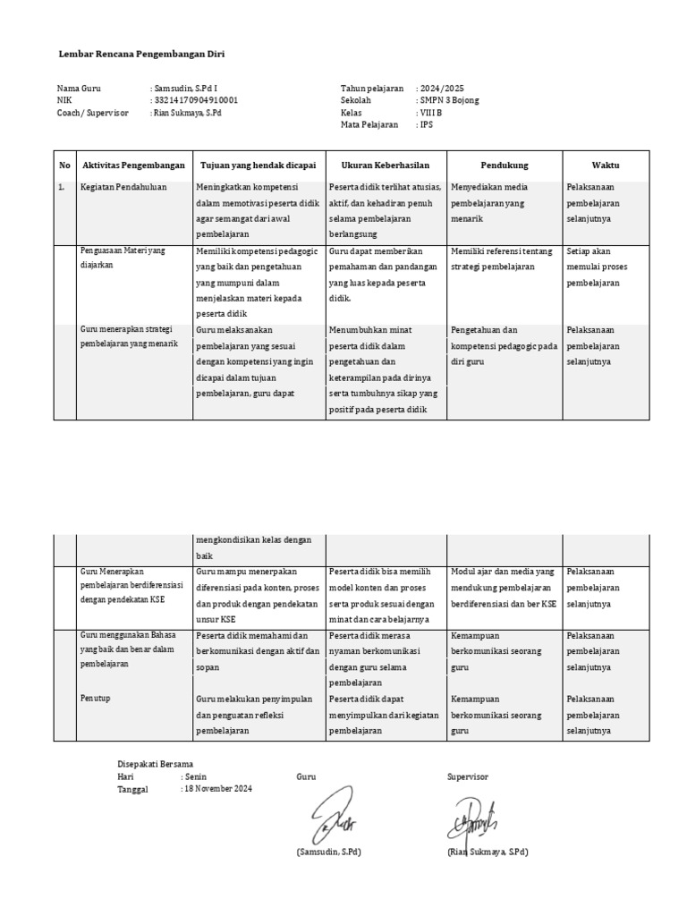 Rencana Pengembangan Diri Guru IPS | PDF | Karier & Perkembangan
