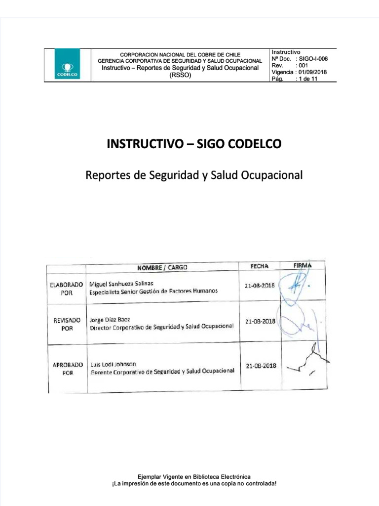 PDF Sigo I 006 Instructivo Reportes de Seguridad y Salud Ocupacional v1 ...