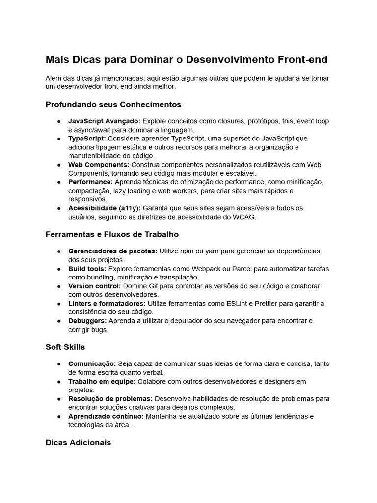 Dicas Avançadas para Desenvolvedores Front-end | PDF | Script Java ...