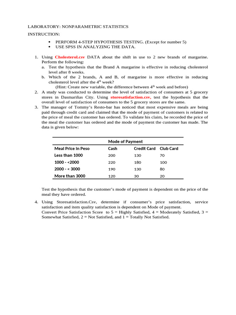 Final Lab1 - Nonparametric Test | PDF