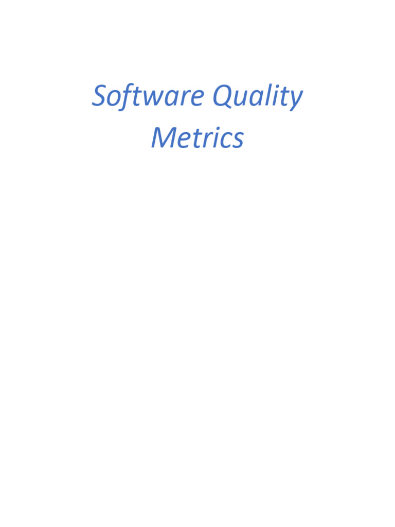 Software Quality Metrics Explained | PDF | Software Quality ...
