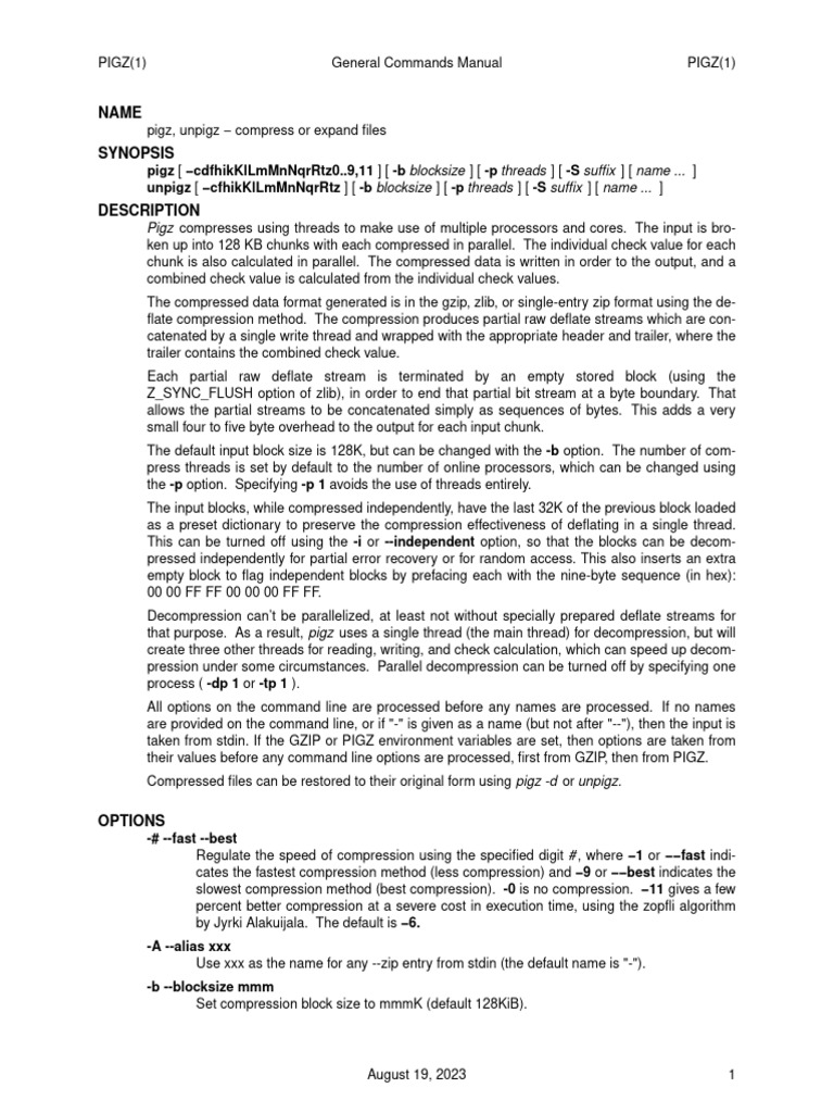 pigz | PDF | Zip (File Format) | Computer Architecture