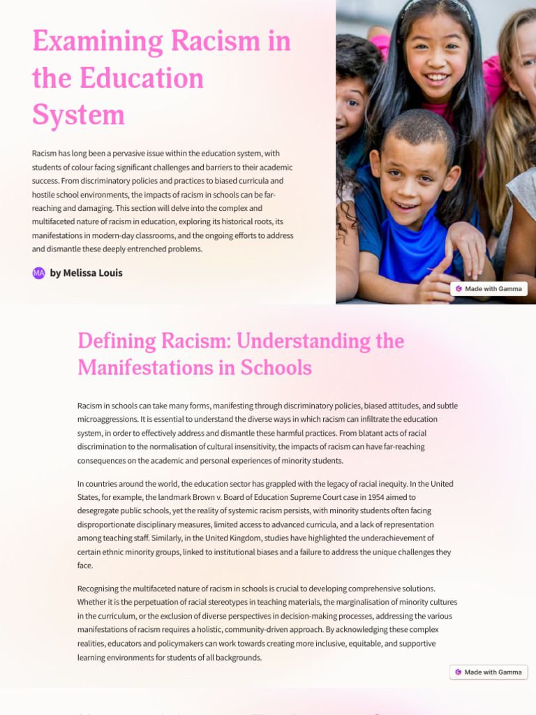 Examining Racism in The Education System 2 | PDF | Racism ...