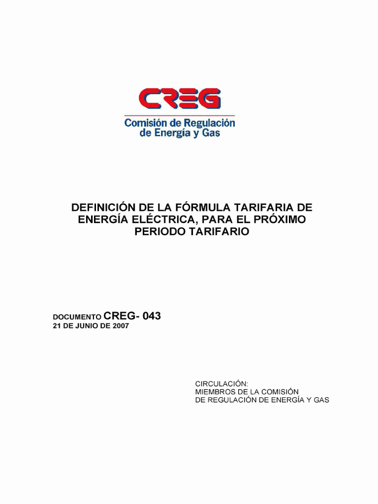 Creg 0043 2007 | PDF | Mercado (economía) | Bolsa