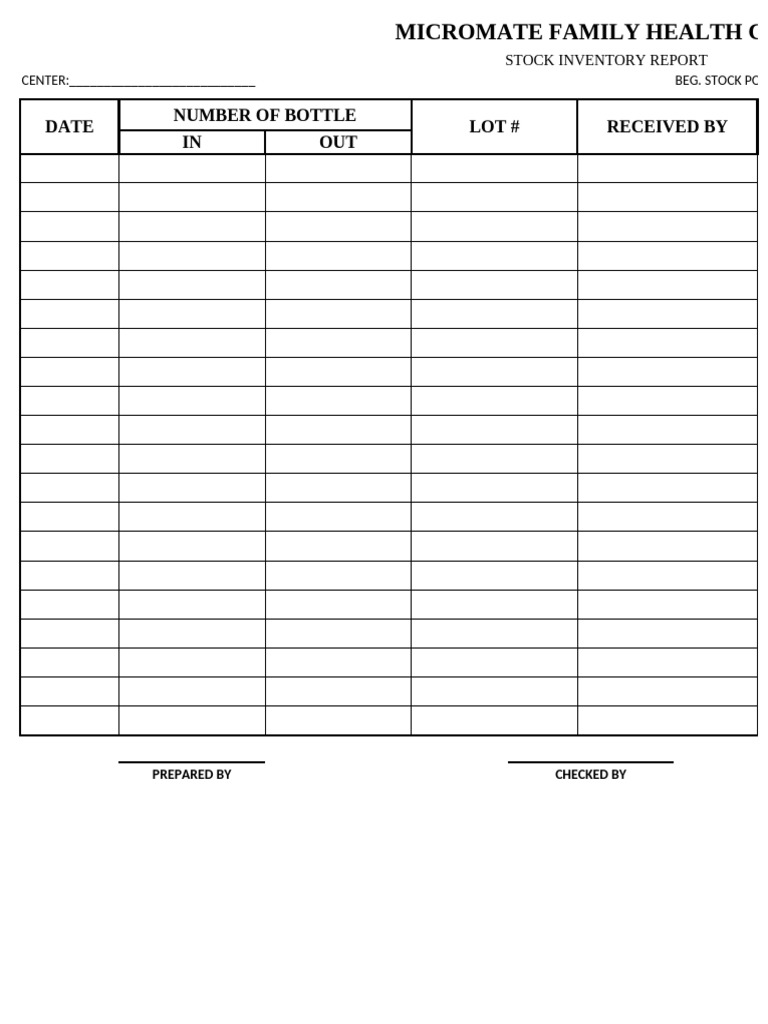 Stock Inventory Report Format | PDF | Finance & Money Management