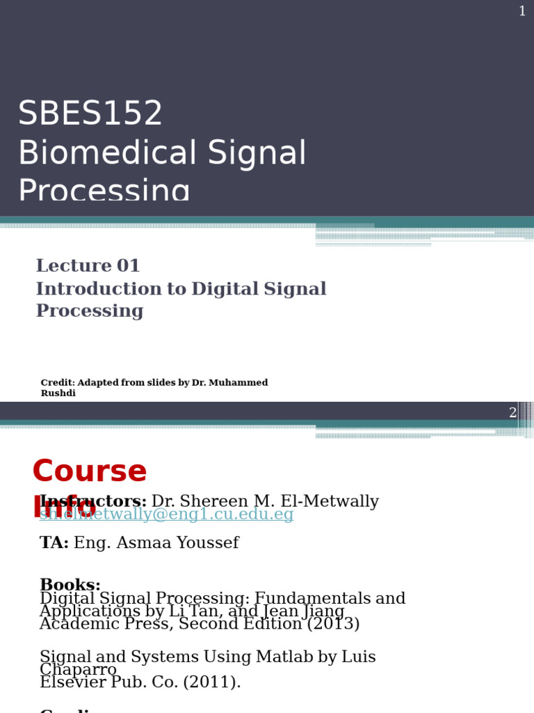 DSP L01 Introduction | PDF | Digital Signal Processing | Filter (Signal ...