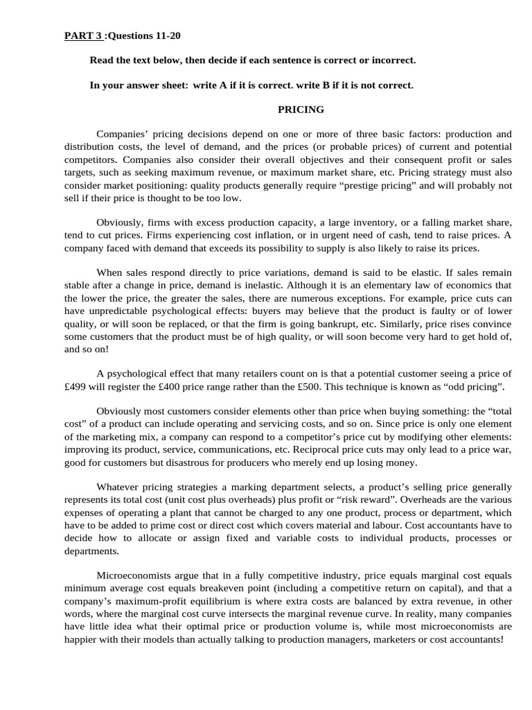 TEST 1 | PDF | Pricing | Prices