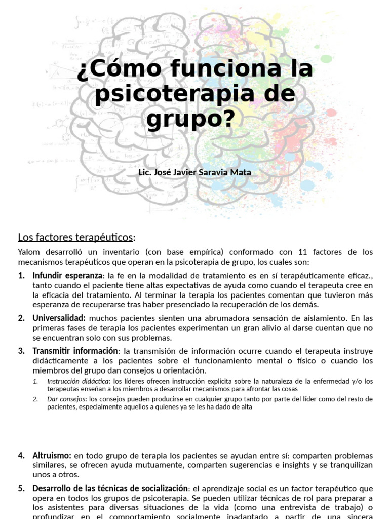 E Como Funciona La Psicoterapia de Grupo | PDF | Psicoterapia ...