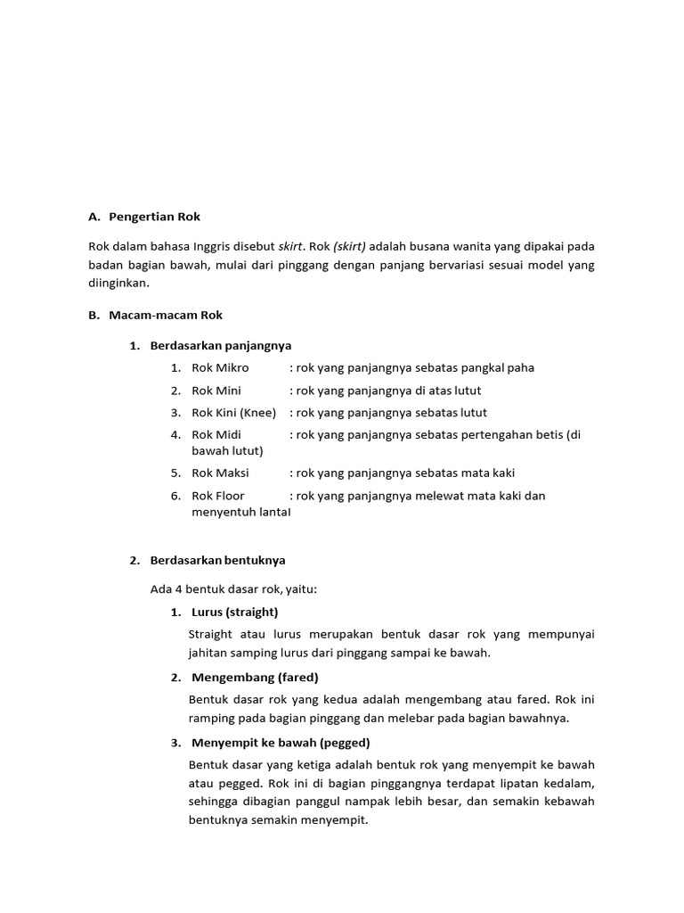 Macam-macam Rok dan Polanya | PDF