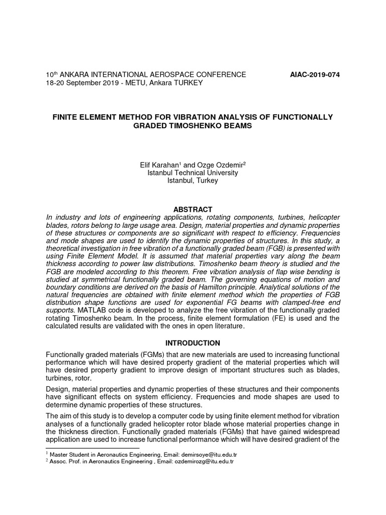 Finite Element Method For Vibration Anal | PDF | Beam (Structure) | Bending