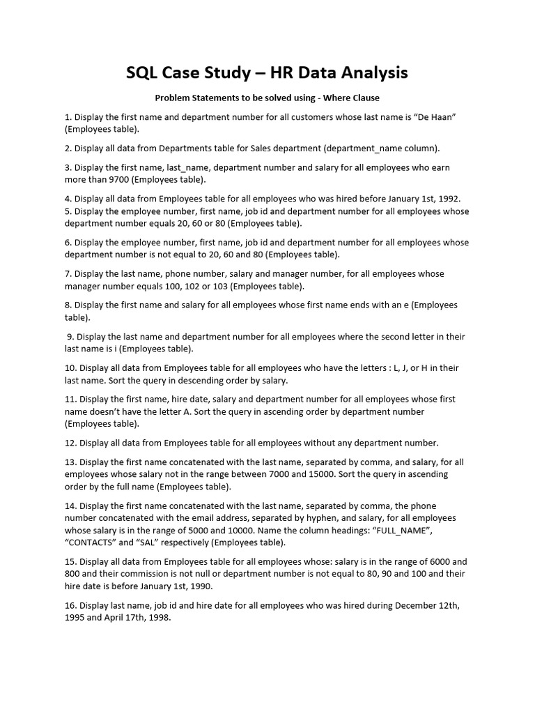 Sql hr case study 2 1 pdf salary computer programming