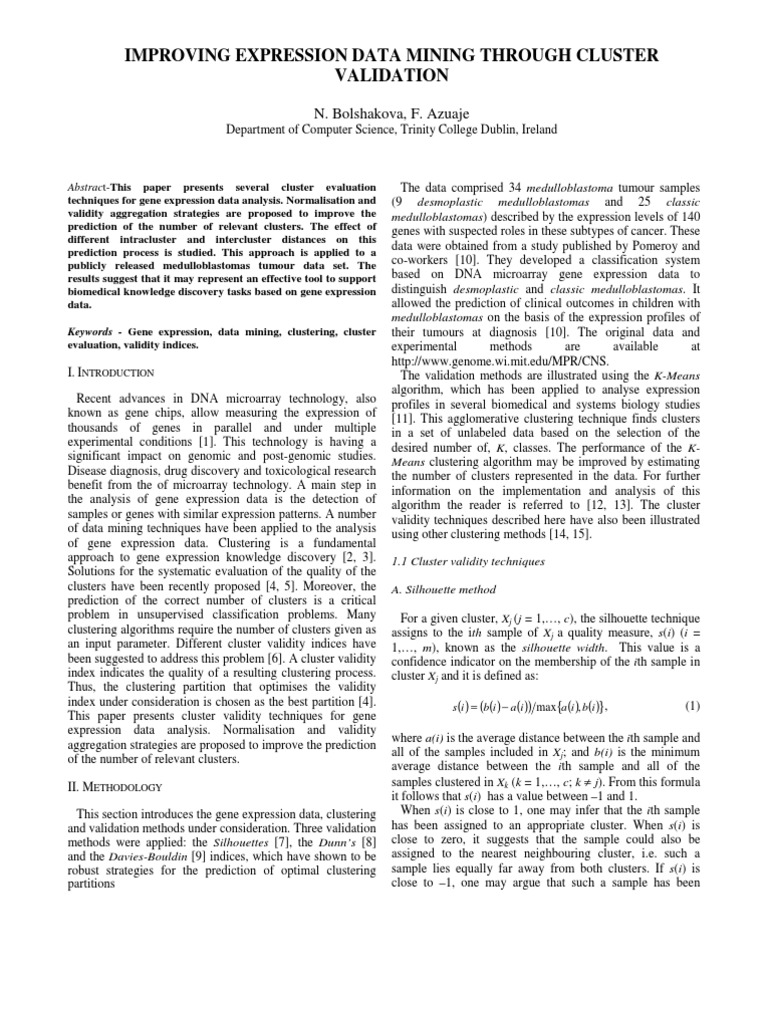 Improving Expression Data Mining Through Cluster | PDF | Cluster ...