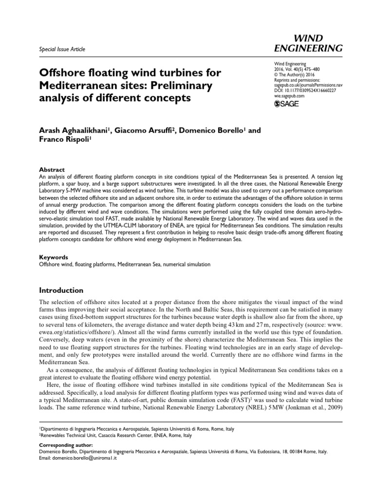 Offshore Floating Wind Turbines For Medi | PDF | Wind Turbine ...