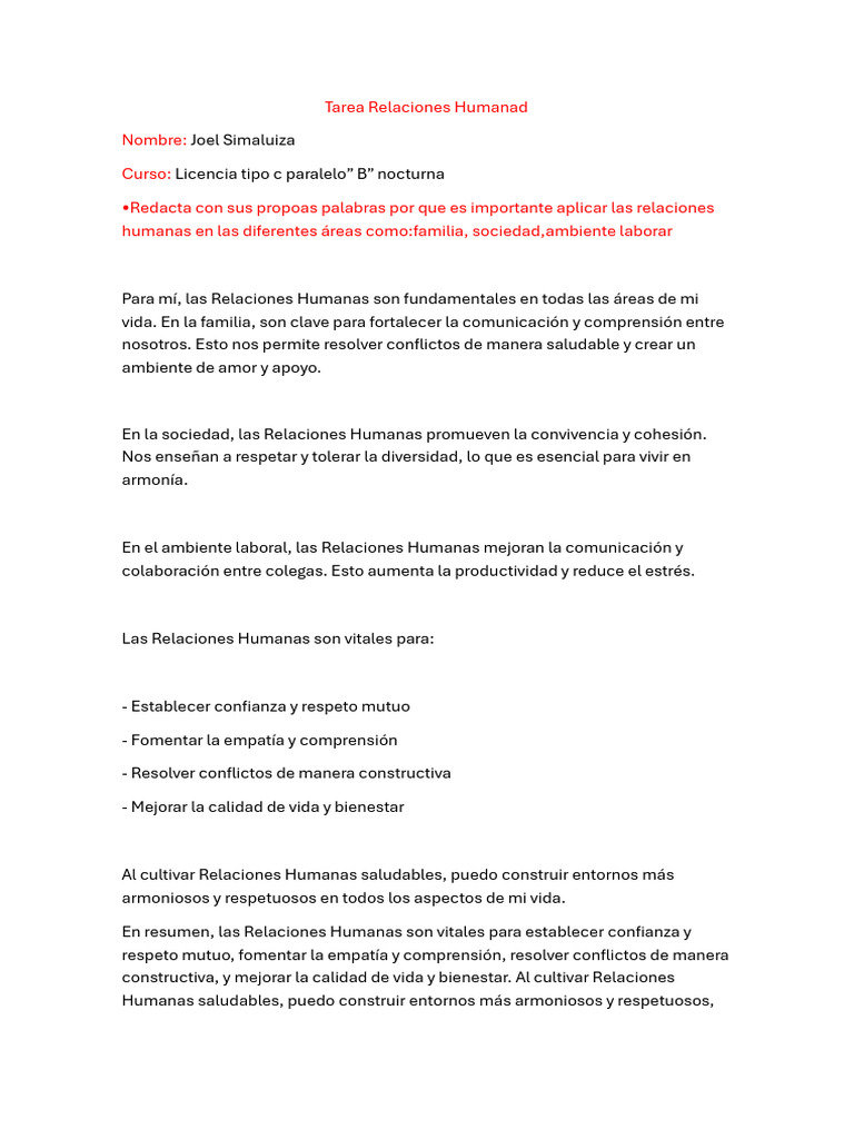 Áreas de Las Relaciones Humanas | PDF | Crecimiento personal y profesional