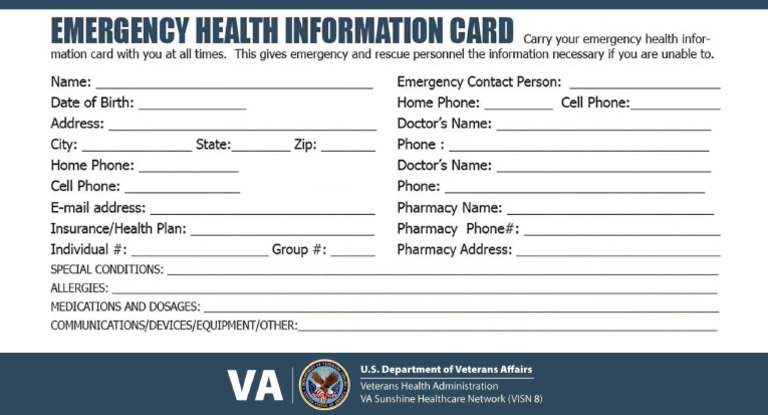 Emergency Health Information Card Template | PDF | Self-Improvement