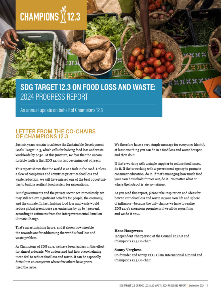 SDG 12.3 Food Waste 2024 Report | PDF | Food Security | Climate Change ...
