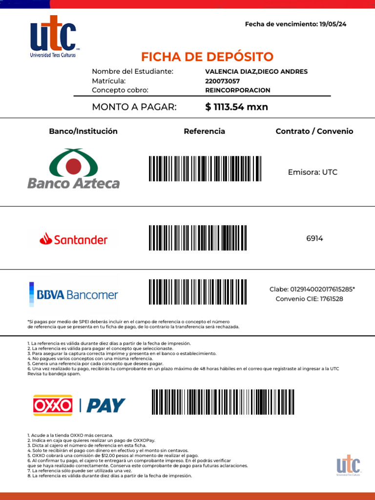 Ficha de Deposito de Pago 4 | PDF | Bancario