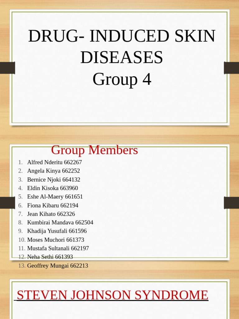 Phm5491 Group 4 Drug Induced Skin Diseases | PDF | Allergy | Immune System
