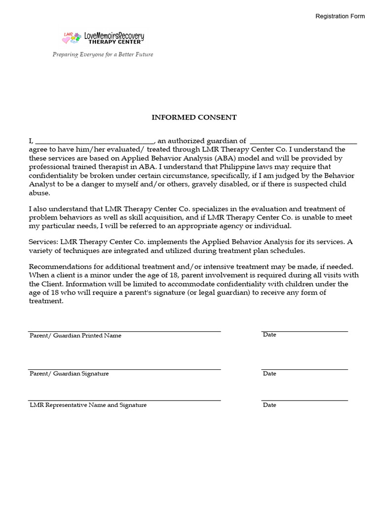 Informed Consent - LMR Registration Form | PDF | Career & Growth