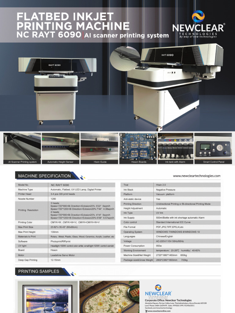 Rayt 6090 3x2 Uv Flatbed Inkjet Printing Machine | PDF